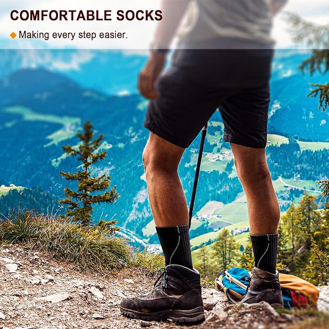 BULLIANT Compression Socks for Men 6Pairs, Athletic Crew Socks Cushioned For Men Sports Running-Arch Support