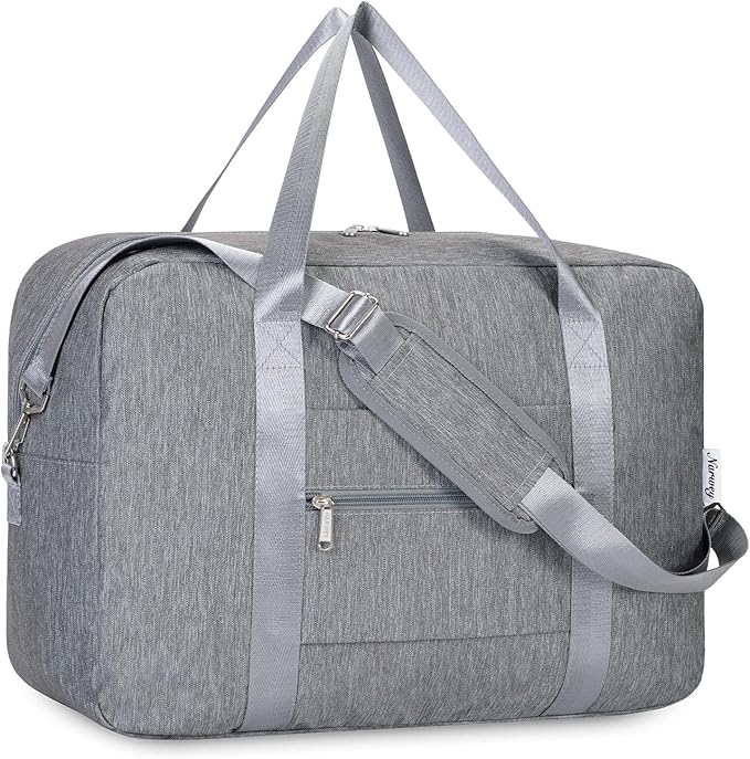 For Spirit Airlines Personal Item Bag 18x14x8 Foldable Travel Duffel Bag Underseat Carry on Luggage for Women and Men 30L (Grey)