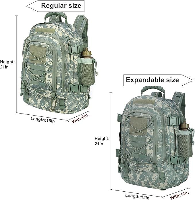Large Tactical Backpack for Men Military Backpack with DIY System for Travel, Work,Camping,Hunting,Hiking,Sports (Camo A)