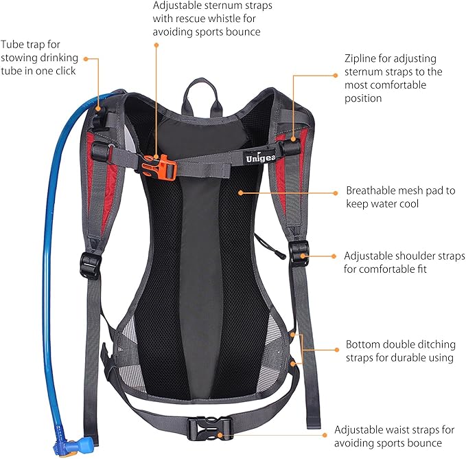 Unigear Hydration Pack Backpack with 70 oz 2L Water Bladder for Running, Hiking, Cycling, Climbing, Camping, Biking