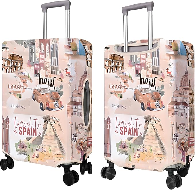 Travel Luggage Cover Suitcase Protector Fits 18-32 Inch Wheel Covers PatternedTravel Related Items Flower Luggage Protector Elastic L