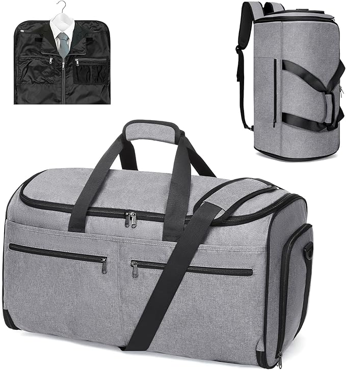 Bukere Carry on Garment Bag for Travel, Convertible Travel Duffel Suit Bag with Backpack Straps, Shoe Compartment, 3 in 1 Weekender Suit Bag for Men Women