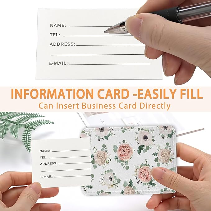2 Pcs Luggage Tags for Suitcase,Watercolor Flowers Floral Blossom Luggage Tag Name Id Labels with Privacy Cover for Travel Backpack Women Men
