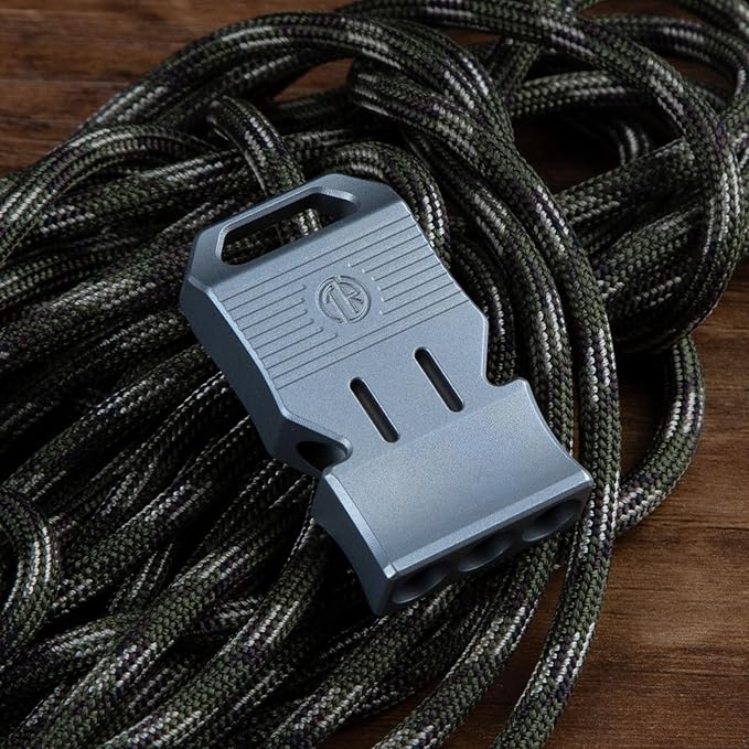 TACRAY Titanium Emergency Survival Whistle, Portable Necklace Whistle, Loud Whistle up to 120~130db, Good for Life Saving, Hiking, Camping, and Pet Training