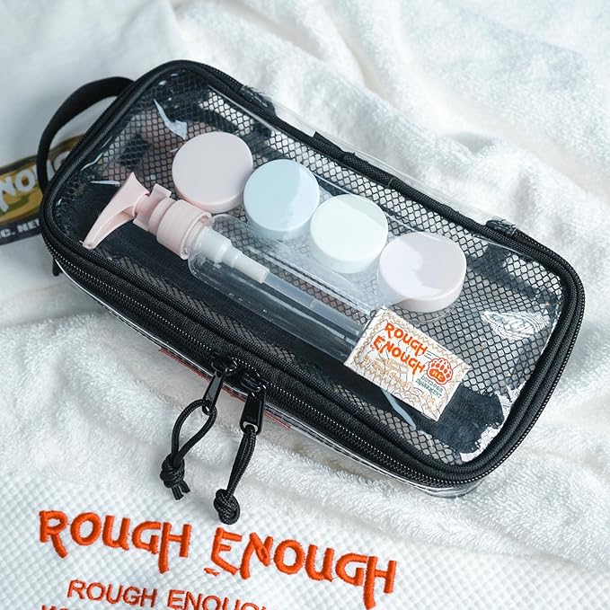 Rough Enough Clear Travel TSA Approved Toiletry Bag Small Toothbrush Case Shaving Kit Organizer Pouch for Women Men