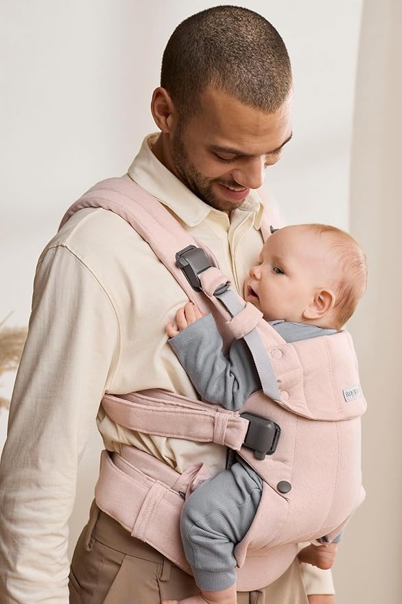 BabyBjörn Baby Carrier Harmony, Light Pink, Woven Mélange | 3-in-1 Ergonomic Baby Carrier; Newborn, Facing-in, Outward-Facing, and Back Carrying Positions Supported (7-40 lbs), Newborn to Toddler