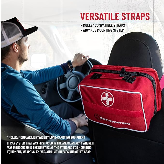 Surviveware 238 Pcs Comprehensive Premium Survival First Aid Kit - Medical Emergency Kit for Travel Camping Gear, Home Essentials & Outdoor Emergencies - Survival Kit