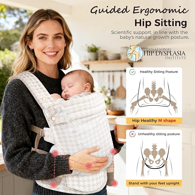 Baby Carrier Newborn to Toddler- Ergonomic,Cozy and Lightweight Infant Carrier for 7-40lbs,3 Carry Positions Newborn Carrier,Checkerboard