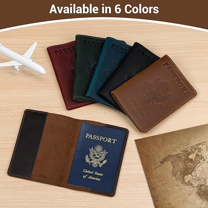 BIAOTIE Premium Leather Passport Holder Covers, Rfid Travel Wallet Passport Document Holder, Travel Essentials Wallet Cover Case for Men and Women (Black)
