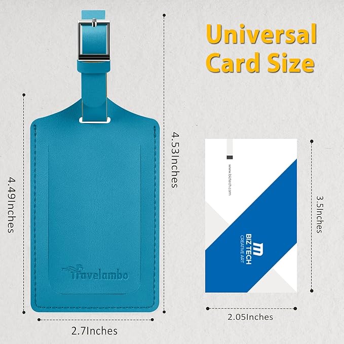 Travelambo Luggage Tags for Suitcases PU Leather Travel Tags Bag Tags Privacy Protection Travel Essentials