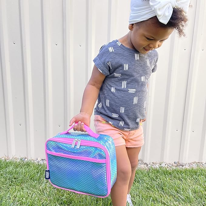 Wildkin Kids Insulated Lunch Box – Durable and Reusable for School & Travel - Mermaid Scales