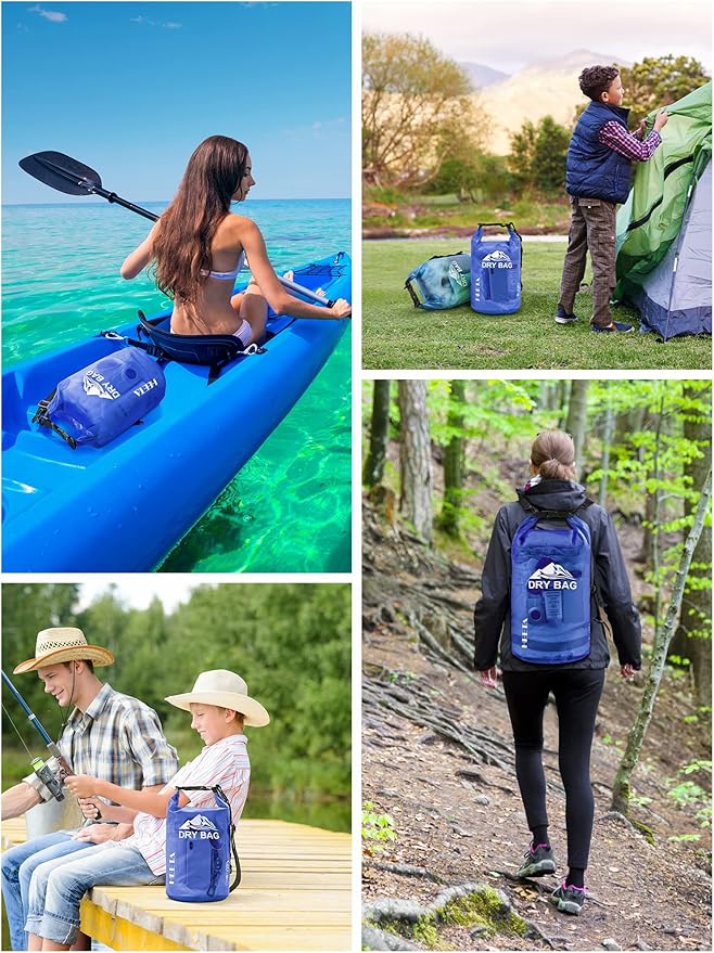 HEETA Dry Bag Waterproof for Women Men, 5L/10L/20L/30L/40L Roll Top Lightweight Dry Storage Bag Backpack with Phone Case for Travel Swimming Boating Kayaking Paddle Board Camping Beach Accessories
