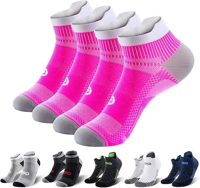 PAPLUS Ankle Compression Sock for Men and Women 2/4/6 Pairs, Low Cut Compression Running Sock with Ankle Support