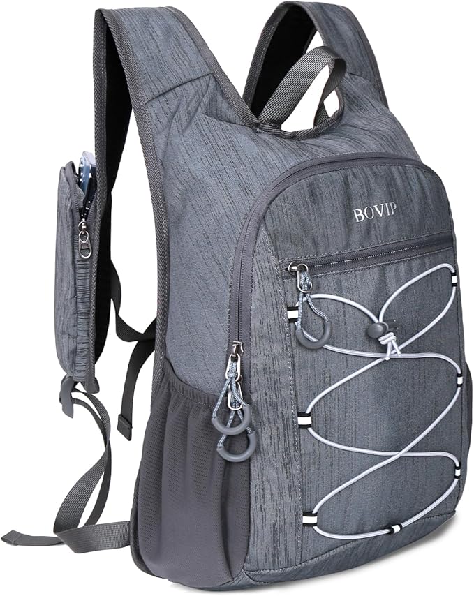 BOVIP 20L Hiking Backpack Lightweight Packable Hiking Daypack Small Travel Outdoor Foldable Shoulder Bag Gray
