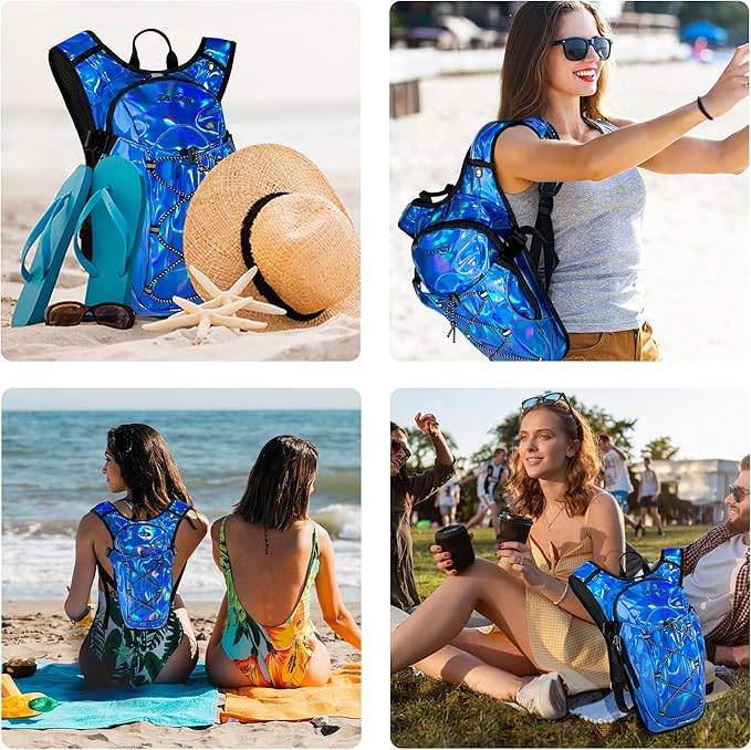 Reflective Hydration Backpack, Hydration Pack - Water Backpack with 2L/3L Hydration Bladder, Essential for Festivals - Rave Hydration Pack for Hiking, Running, Cycling, and Festivals