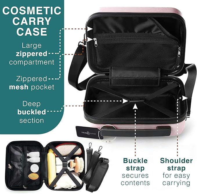 Luggage Sets 3 Piece, 22 Inch Carry on Luggage and 24 Inch Suitcases with Wheels Spinner, Durable Hard Shell Suitcase Set, Expandable Travel Suitcase, Pink