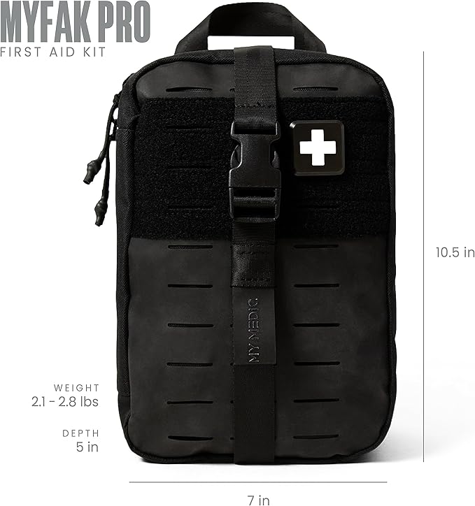 MY MEDIC MyFAK PRO Ifak First Aid Kit - 140 Life Saving Trauma and Medical Items - HSA FSA Survival Kit for Camping or Your Car - Black