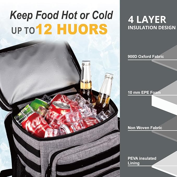 Tactical Backpack Cooler,Soft Lightweight Leakproof Cooler Backpack,Insulated Cooler Bag,Portable Soft Cooler Bag Waterproof for Beach, Travel, Camping, Picnic, Hiking