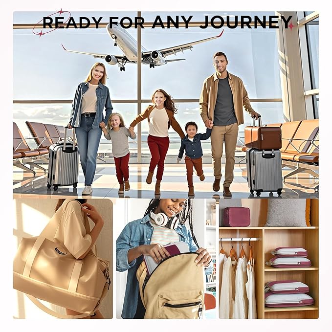 8 Set Compression Packing Cubes for Travel Essentials,Compressible Expandable Packing Cubes for Suitcase,OlarHike Luggage Organizer Bags for Travel,Handy Helper for Organizing Clothes(Wine Red)