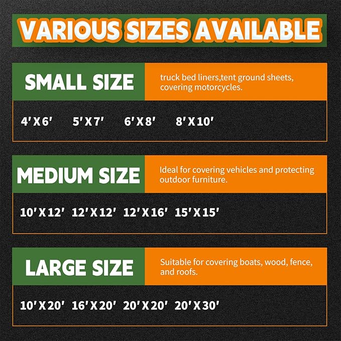 7x10 Feet Tarp Waterproof,9Mil Thick,Finished Size Tarps,UV Resistant,Durable,Multipurpose Poly Tarp Cover with Metal Grommets and Reinforced Edges,Green/Black by RAINDEWAY