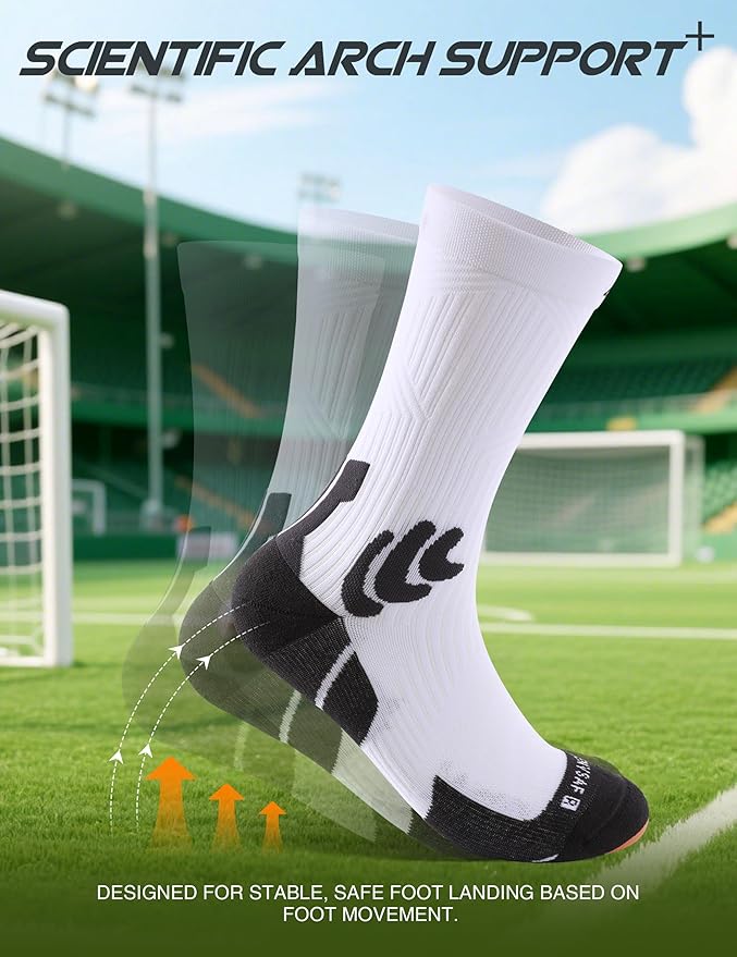 Men's Compression Running Socks: Coolmax Athletic Crew Socks Moisture Wicking Anti-Blister Cushion for Hiking 3 Pairs