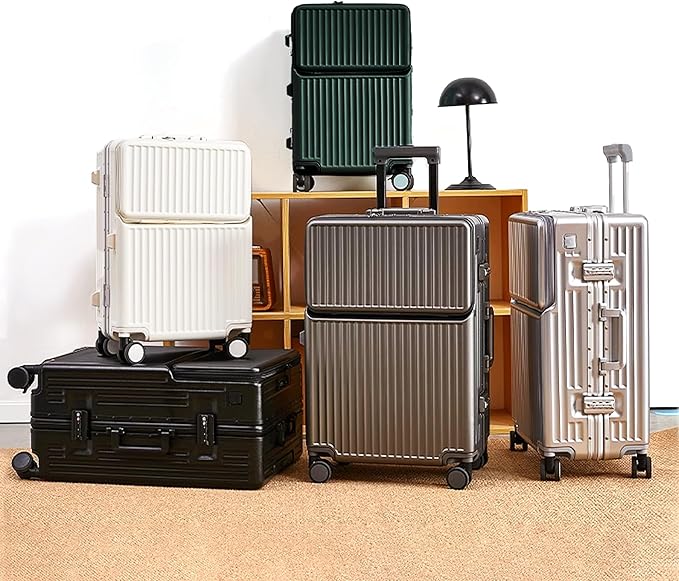 Zipperless Luggage, Polycarbonate Aluminum Hard Shell, Expandable Carry-On Suitcase with Spinner Wheels, Hard Shell Suitcase, 24 Inch Cabin
