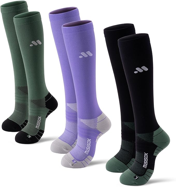 Compression Socks for Women and Men,Knee High 15-20mmHg Graduated Circulation(3 Pairs) for Nurses,Pregnant,Travel