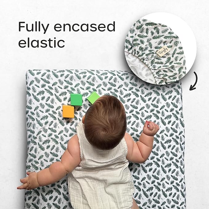 Quiggly Bassinet Sheets for Guava Lotus, 2 Pack Organic Cotton Jersey Knit, Vibrant Forrest Tree Patterns - Fits Travel Crib Mattresses for Boys & Girls (Bassinet, Whispering Woodland)