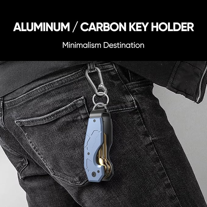 Zeeker Compact Key Organizer Keychain with Built-in Tools – Holds 1-6 Keys, Includes Bottle Opener, Hex Wrench, and Serrated Cutter – Minimalist Key Holder for Men and Women (Blue)