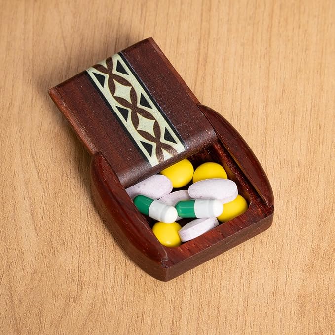 1pcs Handcrafted Wooden Pill Case for Purse - Elegant Rosewood Pill Box Organizer, Discreet Wallet-Size Storage for Medications, Jewelry & Essentials