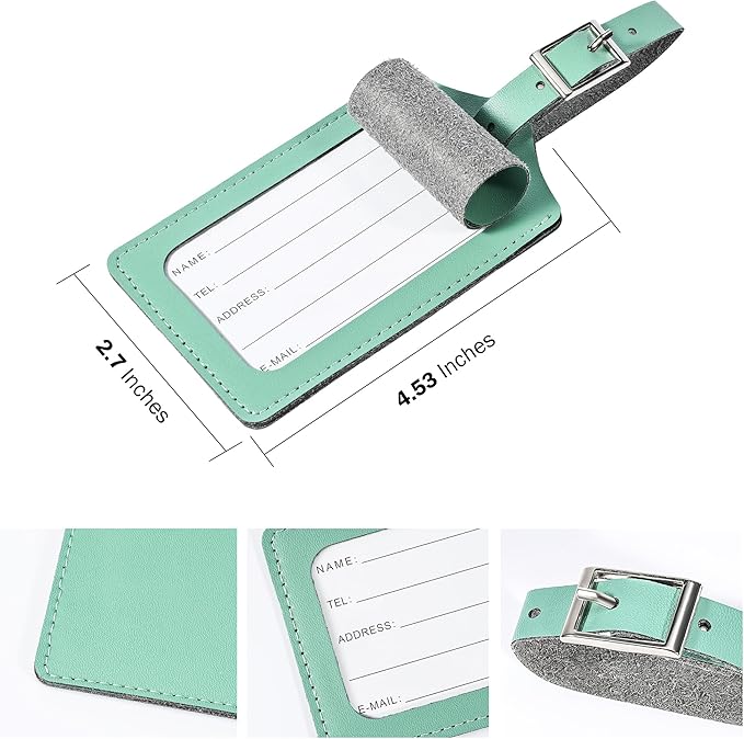 Travelambo Luggage Tags for Suitcases PU Leather Travel Tags Bag Tags Privacy Protection Travel Essentials