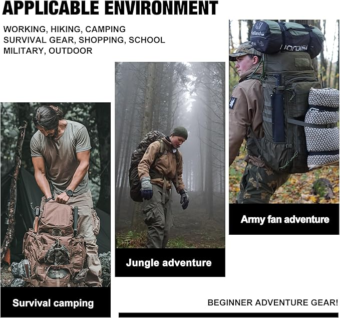 Mardingtop 60L Military Internal Frame Backpack for Hiking,Camping,Hunting,Rucksack Backpack with Rain Cover