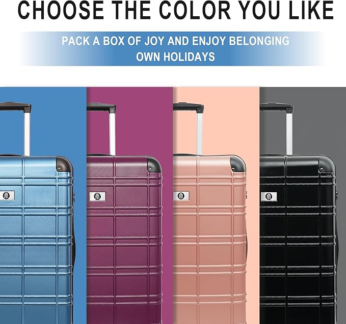 Luggage Sets 4 Piece, ABS PC Lightweight Suitcases with Wheels, Hardshell Luggage Sets Carry on Luggage with TSA Lock Blue (12in 20in 24in 28in)