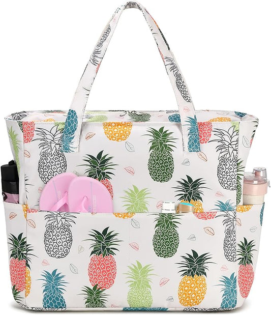 Waterproof Beach Tote Pool Bags for Women Ladies Extra Large Gym Tote Carry On Bag With Wet Compartment for Weekender Travel