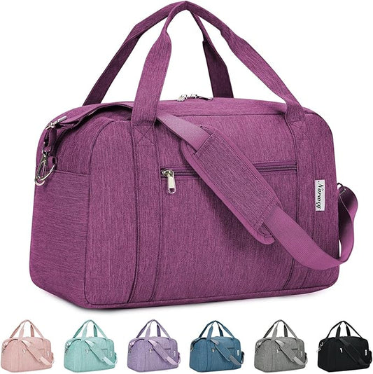 Narwey 18" Carry on Bag Underseat for Airplane with Wet Pocket Spirit Airlines Personal Item Bag Travel Duffel Bag Small Gym Bag Weekender Overnight for Women and Men (Dark Purple)