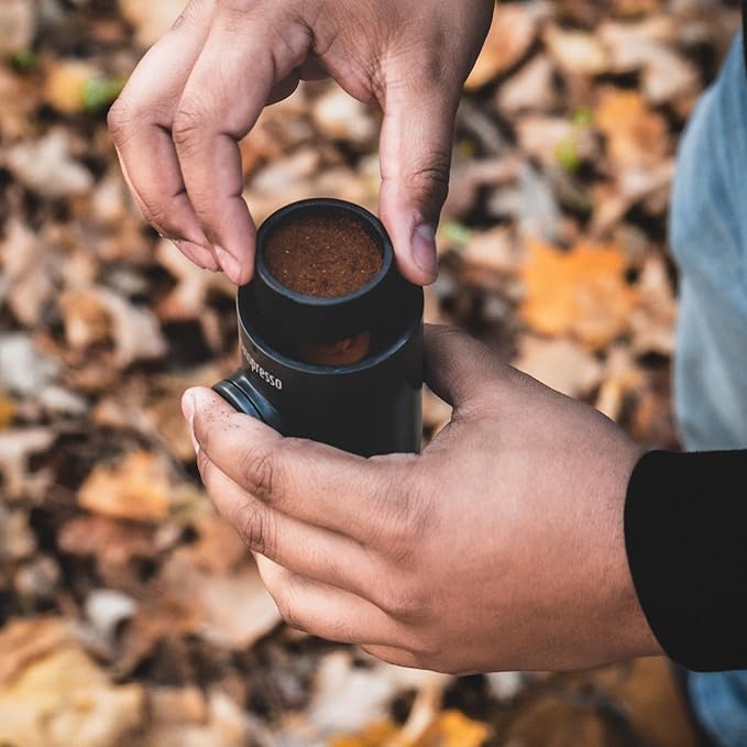 WACACO Nanopresso Portable Espresso Maker,Upgraded Version of Minipresso, 18 Bar Pressure Ground Coffee, Small Travel Coffee Maker, Manually Operated, Perfect for Trips and Camping Outdoor