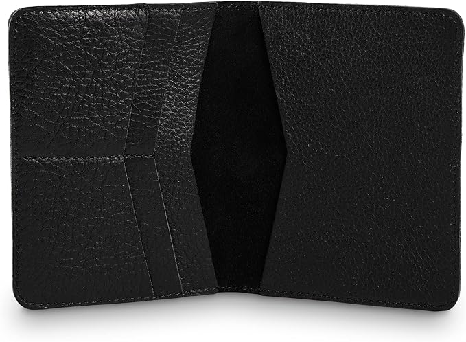 PEGAI Standard Full Grain Crazy Horse Leather Passport Holder | Custom Travel Passport Cover & Organizer | Handcrafted Leather Passport Wallet for Men and Women | Pike (Dymnos Black)