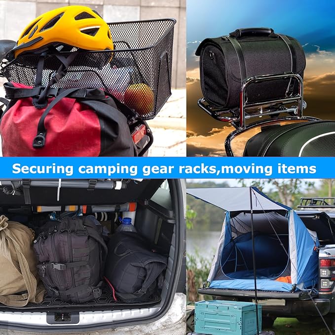 Bungee Cords with Dual Hooks, 12inch 6Pack Mini Bungee Straps 1/3 Inch Strong Elastic Rope Securing Tie Down for Camping,Tarps, Luggage,Bike Rack, Tent
