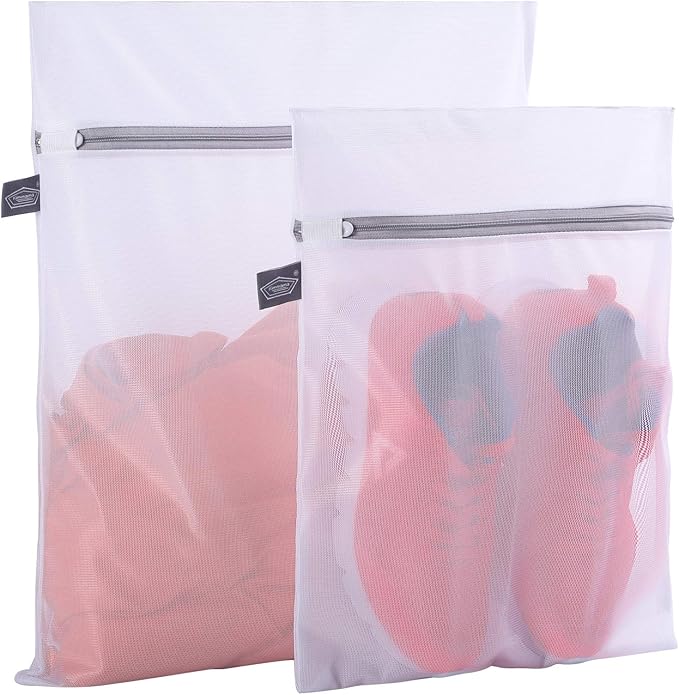 Kimmama Set of 2 Delicates Laundry Bags,Durable Zipper Mesh Laundry Bag,Bra Fine Mesh Wash Bag,Keep Cloth Shape in the Washer