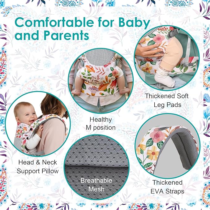 Newborn Baby Front Carrier Backpack, Toddler Baby Body Carrier, 7-66 Lbs Ergonomic Design, Lumbar Support, Lightweight