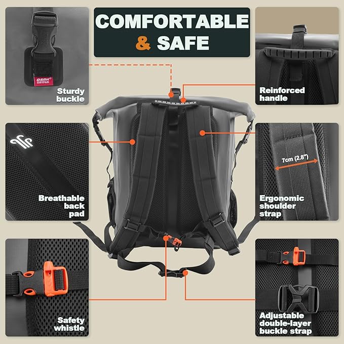 Waterproof Backpack Dry Bag 35L/55L/85L – Heavy Duty Roll-Top Hiking Backpack for Travel, Kayaking, Boating, Camping, Rafting and Fishing