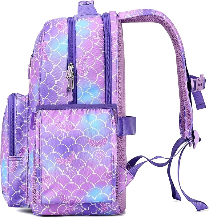 mibasies Girls Backpack: Large Kids Backpack Girls for Elementary School with Laptop Compartment - Mermaid Tail