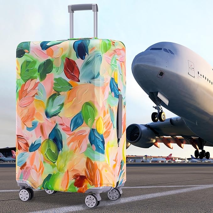 Travelkin Luggage Covers For Suitcase Tsa Approved,Suitcase Cover Protector Fit 18-32 Inch Luggage (Coloured Leaves, L)