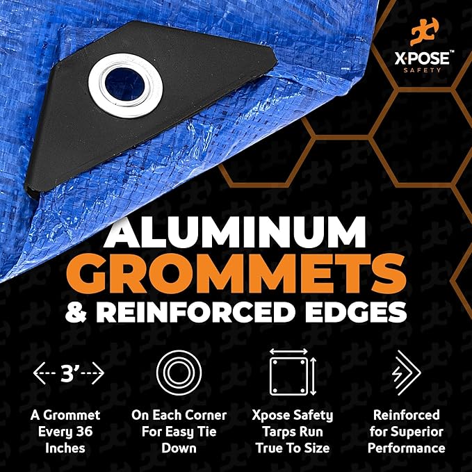 Better Blue Poly Tarp 40' x 40' - Multipurpose Protective Cover - Lightweight, Durable, Waterproof, Weather Proof - 5 Mil Thick Polyethylene - by Xpose Safety