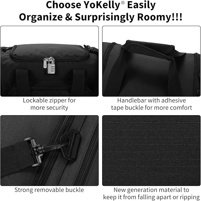 Small Duffel Bag 17 inch Carry On Weekender Bag for Travel Gym Sport (17x10x9 in) - Black