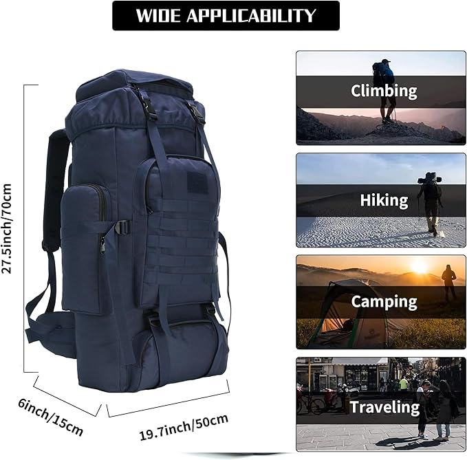 Hiking Backpack for Men 70L/100L Camping Backpack Military Rucksack Molle 3 Days Assault Pack for Climbing