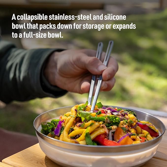 Sea to Summit Detour Stainless Steel Collapsible Bowl, Large (31 fl oz), Beluga Black