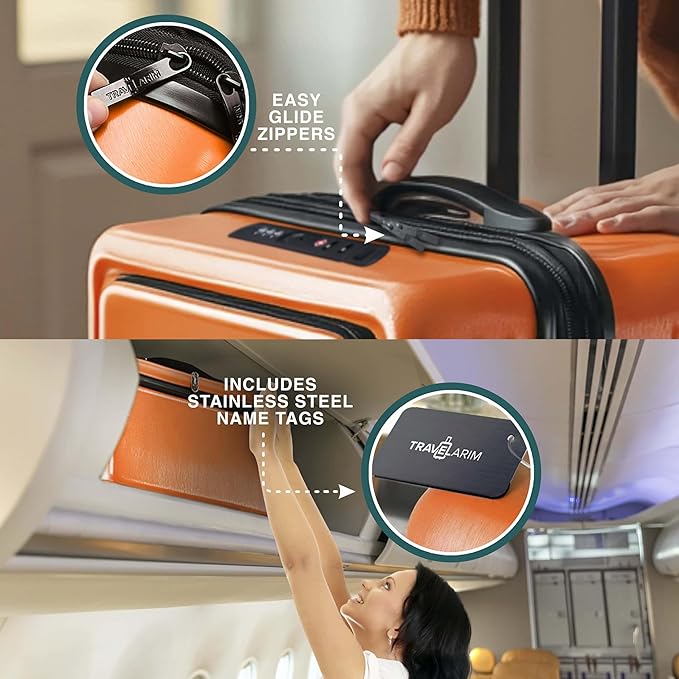 Luggage Sets 3 Piece, 22 Inch Carry on Luggage and 24 Inch Suitcases with Wheels Spinner, Durable Hard Shell Suitcase Set, Expandable Travel Suitcase, Orange