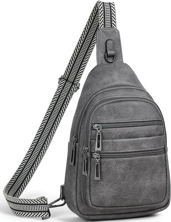 Sling Bag for Women Crossbody Bags Sling Purse Cross Body Backpack Vegan Leather Over Shoulder Bag Travel Dark Grey