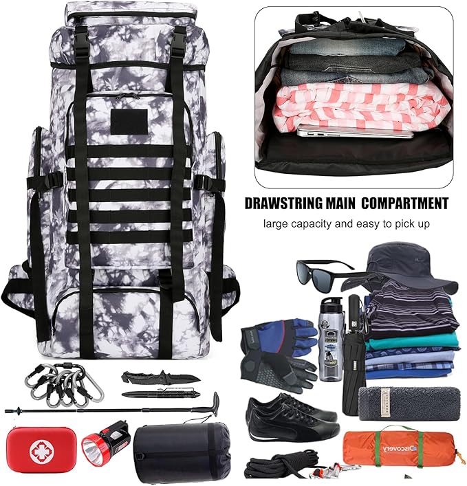 Hiking Backpack for Men 70L/100L Camping Backpack Military Rucksack Molle 3 Days Assault Pack for Climbing